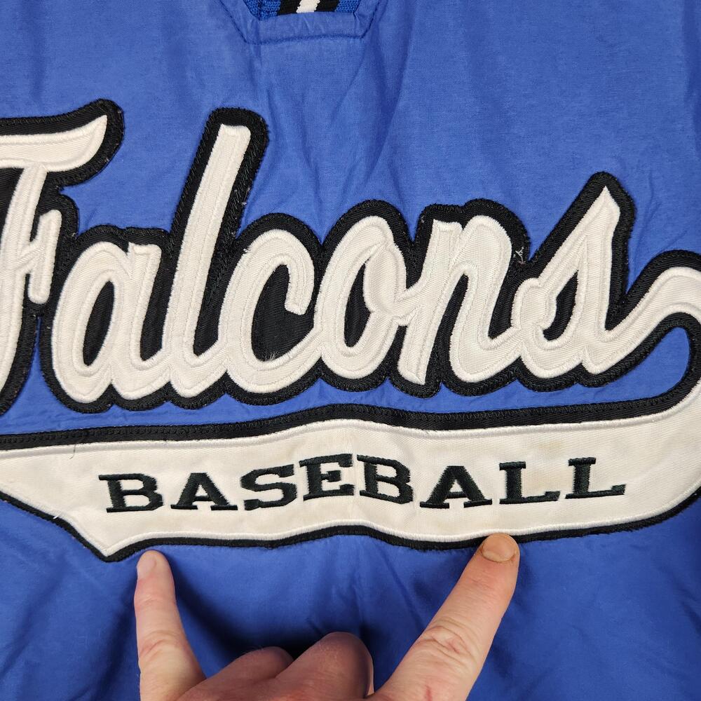 Vintage Falcons Baseball Jacket Mens Small Blue Pullover Windbreaker Logo Sports - Picture 5 of 16